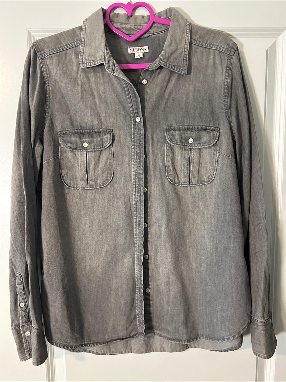 Merona Faded Grey Button-Front Shirt